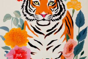 Tiger and Flowers