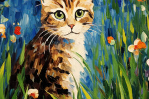 Cat in the Flowers 2