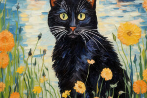 Cat in the Flowers
